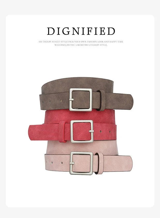 Korean style trendy square Japanese buckle belt women simple fashion all-match matte texture pu belt - Image 13