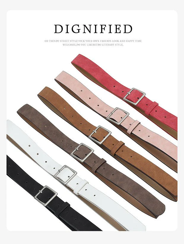 Korean style trendy square Japanese buckle belt women simple fashion all-match matte texture pu belt - Image 14