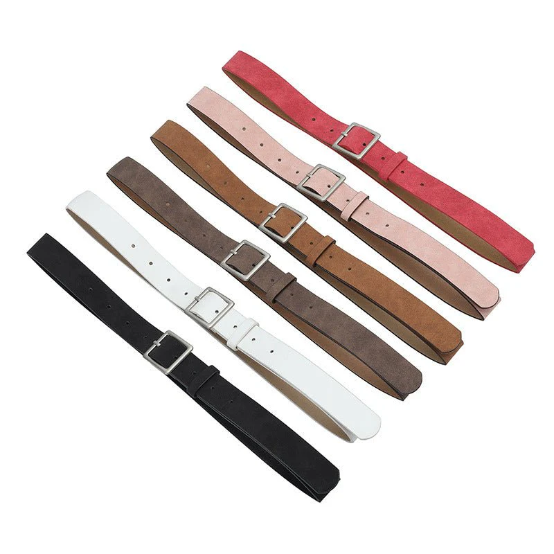 Korean style trendy square Japanese buckle belt women simple fashion all-match matte texture pu belt - Image 8