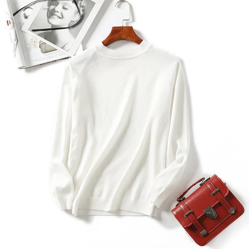 Korean version simple slim long-sleeved knitted sweater - Image 2