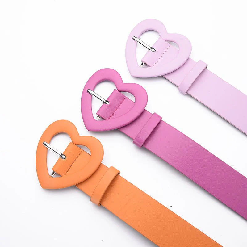 Lengthened love buckle belt for women to decorate dress, new summer style, versatile and fashionable, Korean peach heart ins style belt - Image 11