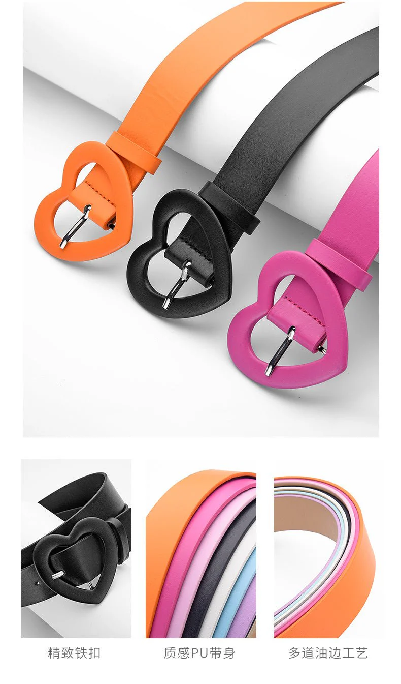 Lengthened love buckle belt for women to decorate dress, new summer style, versatile and fashionable, Korean peach heart ins style belt - Image 13