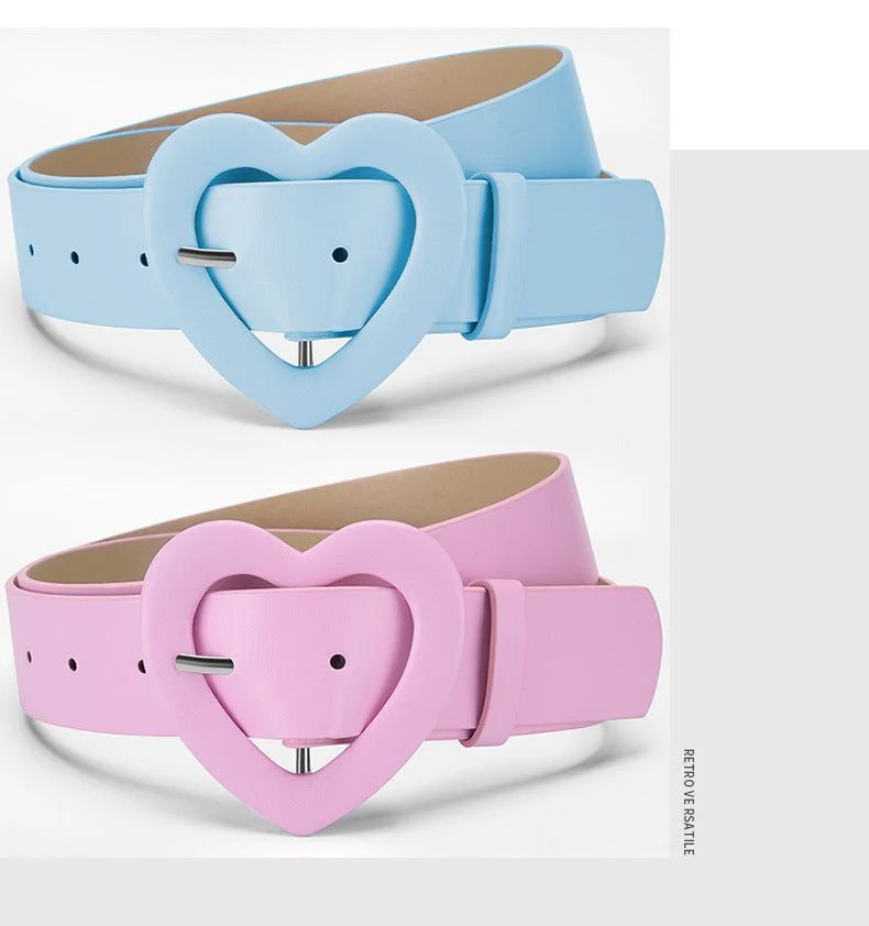 Lengthened love buckle belt for women to decorate dress, new summer style, versatile and fashionable, Korean peach heart ins style belt - Image 14