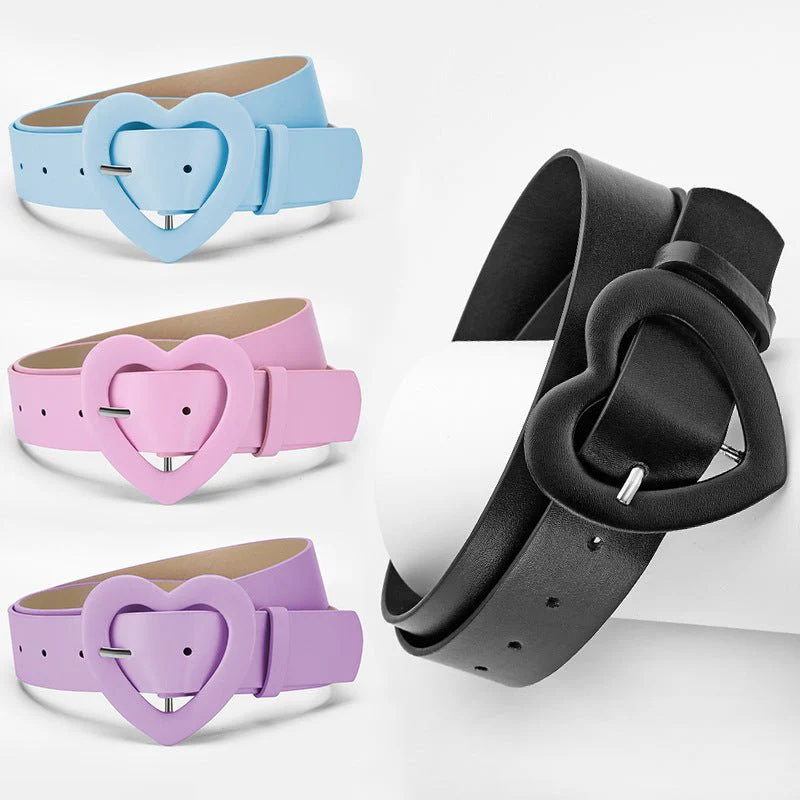 Lengthened love buckle belt for women to decorate dress, new summer style, versatile and fashionable, Korean peach heart ins style belt - Image 9