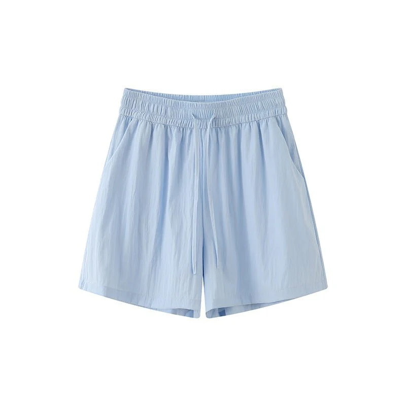 Light green ice silk Yamamoto shorts outside women's summer 2025 new high-waisted wide-leg medium pants loose casual five-point pants - Image 5