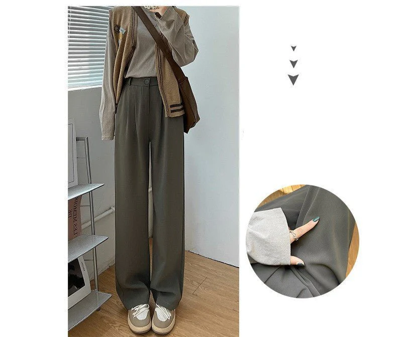 [Morgan silk fabric] grey mopping pants wide-leg pants children's spring and autumn thickened casual drooping straight-leg pants - Image 3