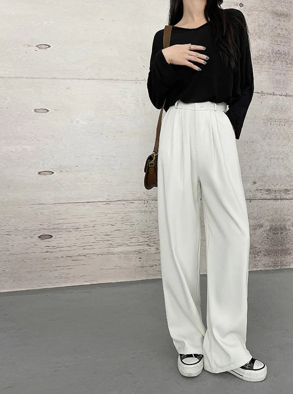 [Morgan silk fabric] grey mopping pants wide-leg pants children's spring and autumn thickened casual drooping straight-leg pants - Image 6