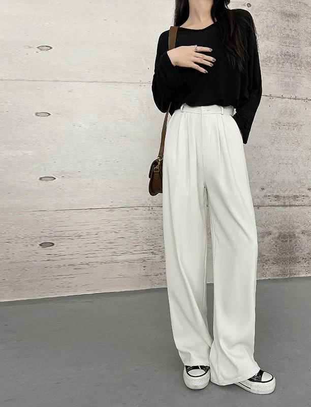 [Morgan silk fabric] grey mopping pants wide-leg pants children's spring and autumn thickened casual drooping straight-leg pants - Image 7
