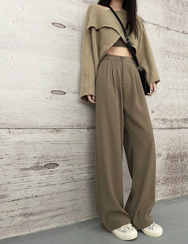 [Morgan silk fabric] grey mopping pants wide-leg pants children's spring and autumn thickened casual drooping straight-leg pants - Image 9