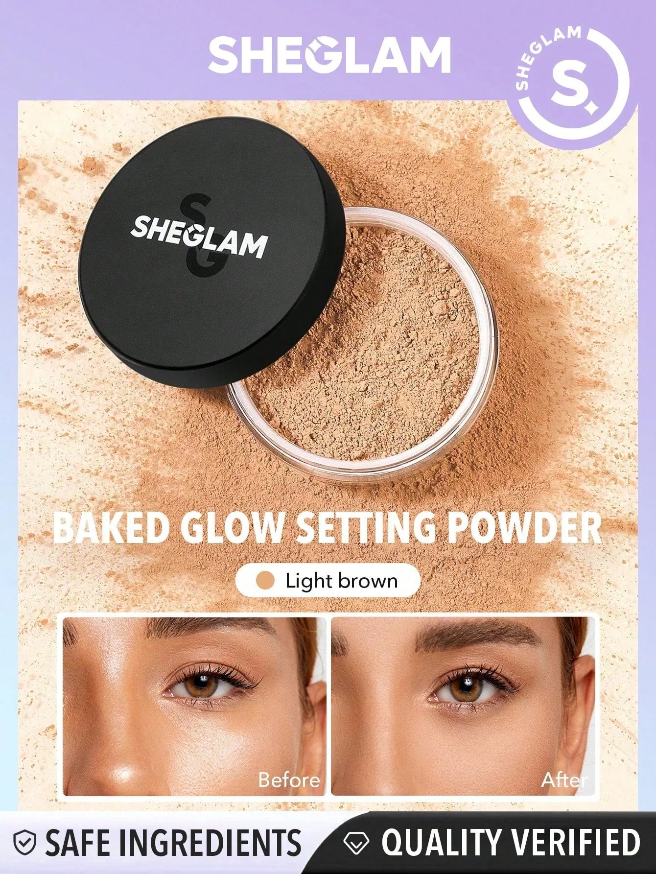 SHEGLAM Baked Glow Setting Powder-Cappuccino Oil Control Loose Setting Powder Translucent Pore-less Flawless Smooths Fine Lines Glowy Powder Black Friday Winter Powder - Image 8