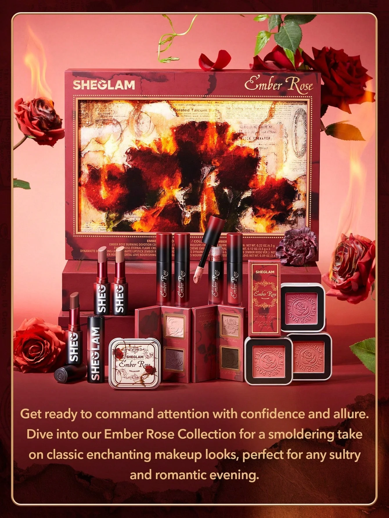 SHEGLAM Ember Rose Eternal Flame Cream, Blush-Cream-To-Powder Blush Palette Highly Pigmented Non-Fading Long Lasting Natural Easy To Use Blush Box (FD) - Image 9