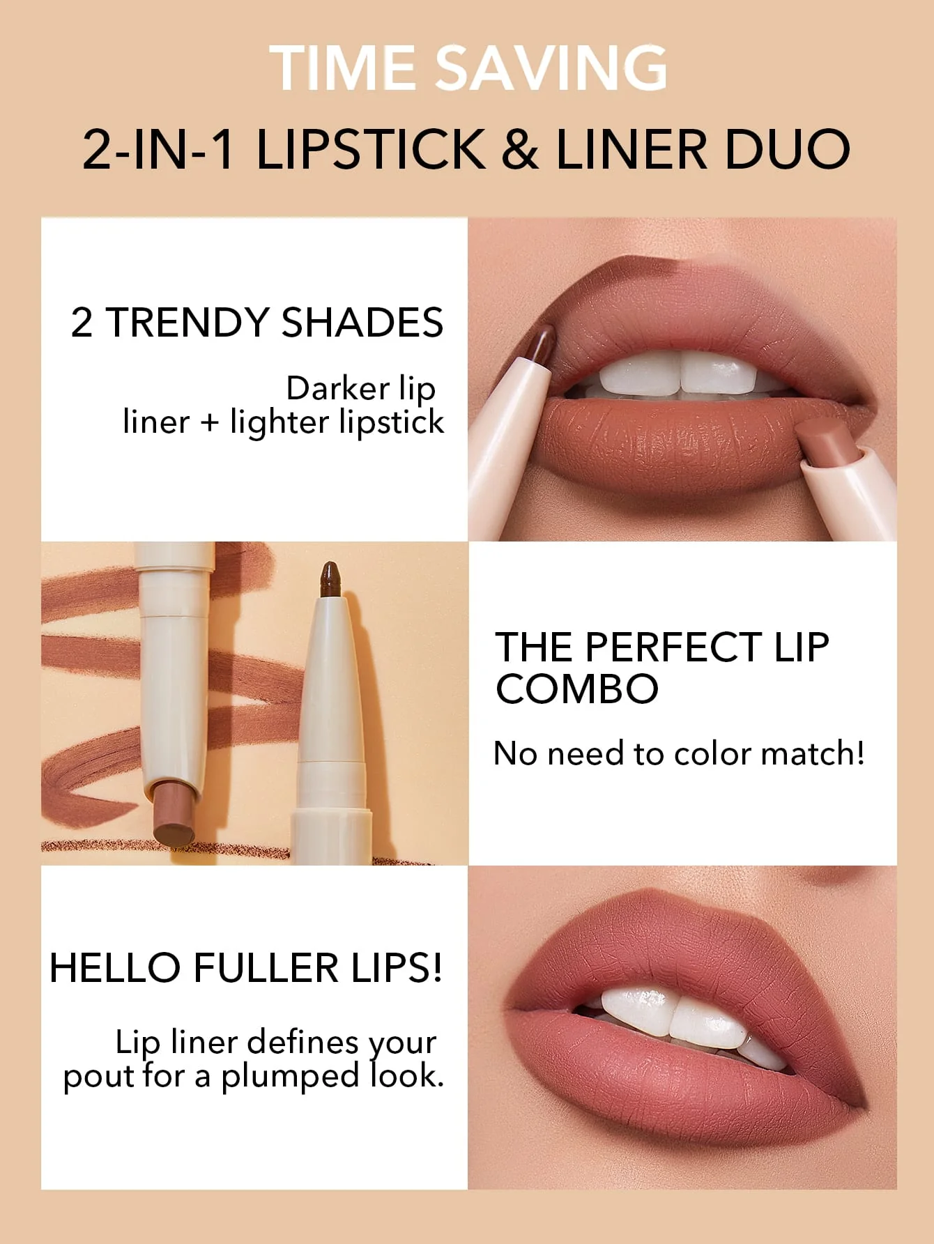 SHEGLAM Glam 101 Lipstick & Liner Duo-Deep Caramel 2-In-1 Matte Dual-Ended Lip Liner Lipstick Pencil Highly Pigmented Long Lasting Smooth Easy To Wear Lip Makeup - Image 10
