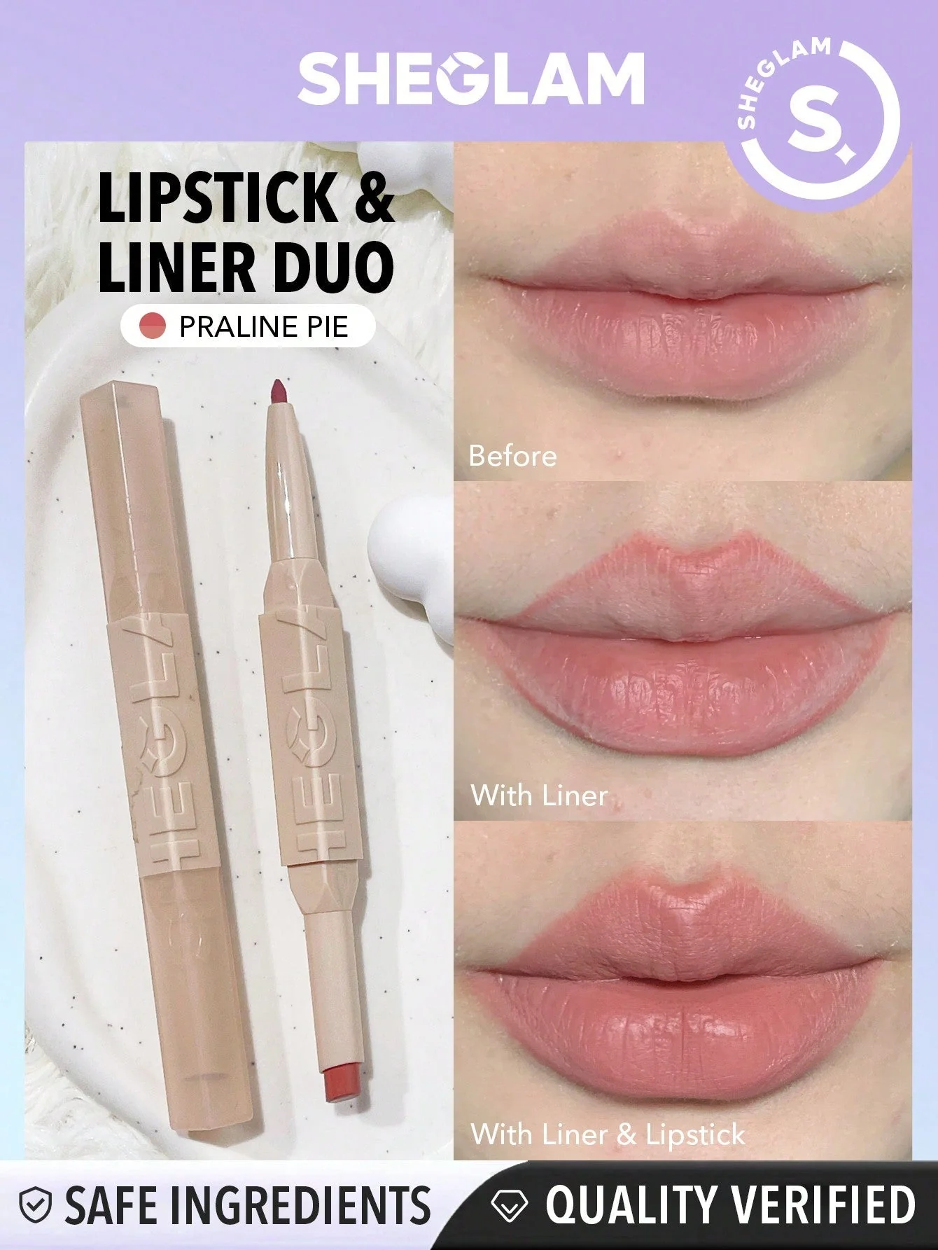 SHEGLAM Glam 101 Lipstick & Liner Duo-Deep Caramel 2-In-1 Matte Dual-Ended Lip Liner Lipstick Pencil Highly Pigmented Long Lasting Smooth Easy To Wear Lip Makeup - Image 4