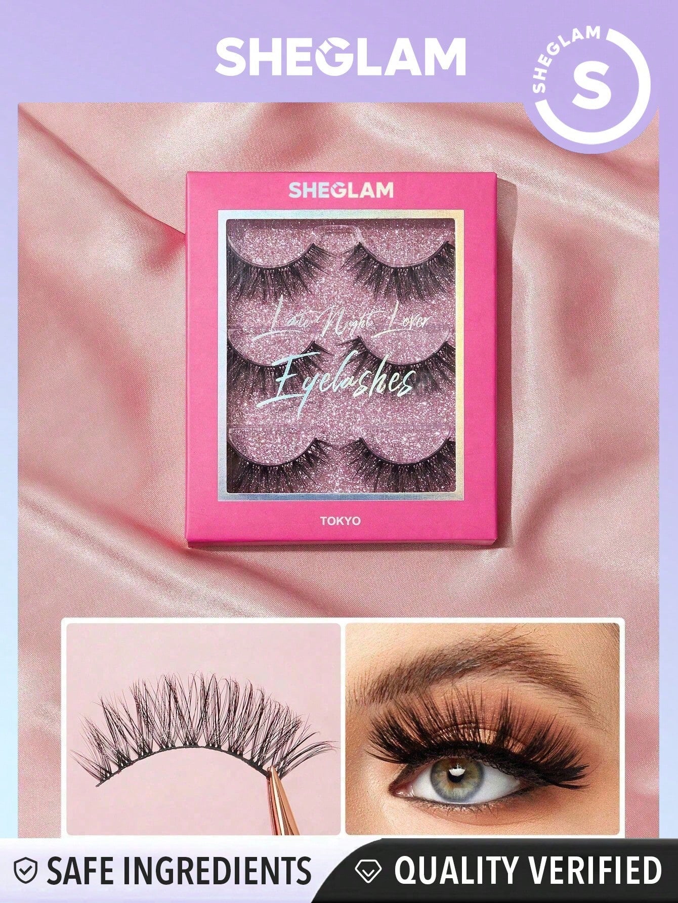 SHEGLAM Late Night Lover Full Volume False Eyelashes-Tokyo 3 Pairs Lightweight Comfortable Tapered Natural Fuller Longer Thicker Fake False Eyelashes DIY Eyelash Extension Eyelashes Black Friday Party False Eyelashes