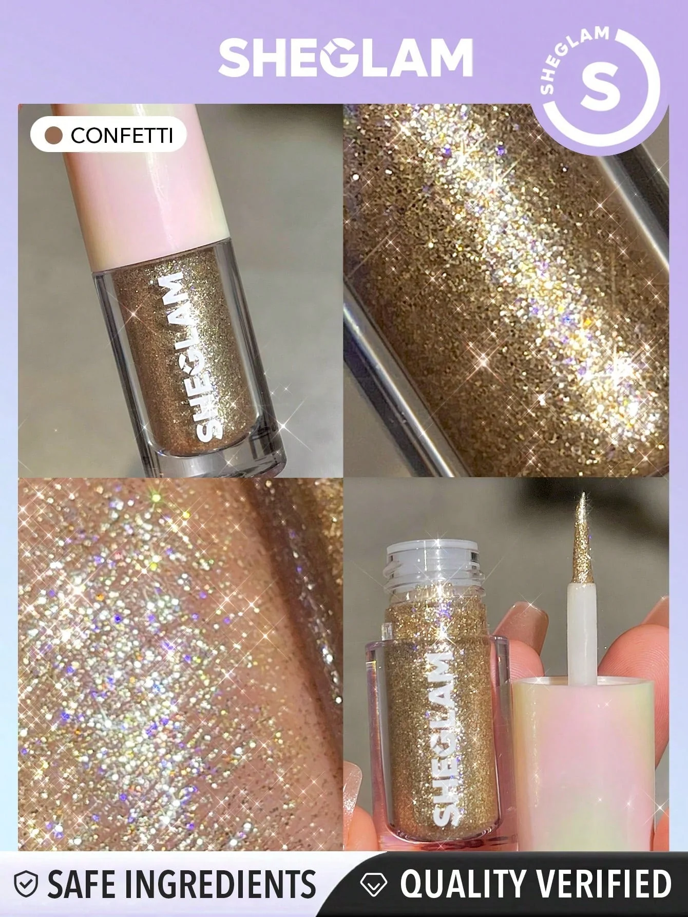 SHEGLAM Party Glitter Liner-Disco Ball Liquid Eyeshadow Gel Silver High Shine Long Lasting Highly Pigmented Long Wear Liquid Liner - Image 3