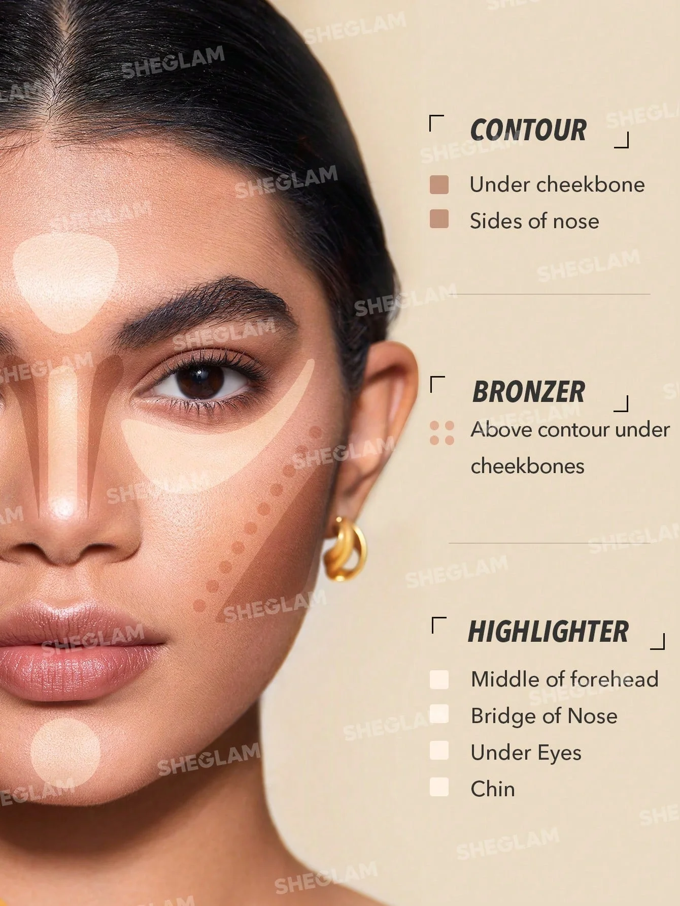 SHEGLAM Stereo Face Six - French Girl 6-Color Cream Contour Palette - Image 7