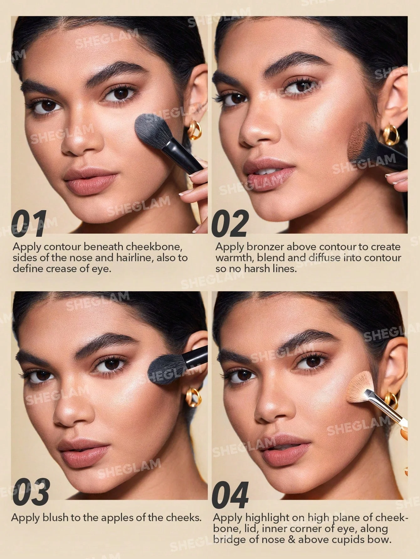 SHEGLAM Stereo Face Six - French Girl 6-Color Cream Contour Palette - Image 8