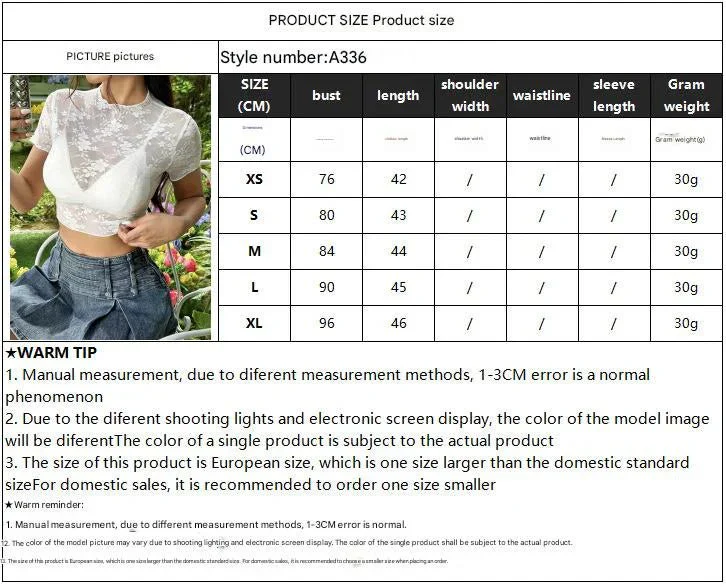 Short-sleeved lace bank flower fungus edge short T-shirt thin top women's clothing - Image 7