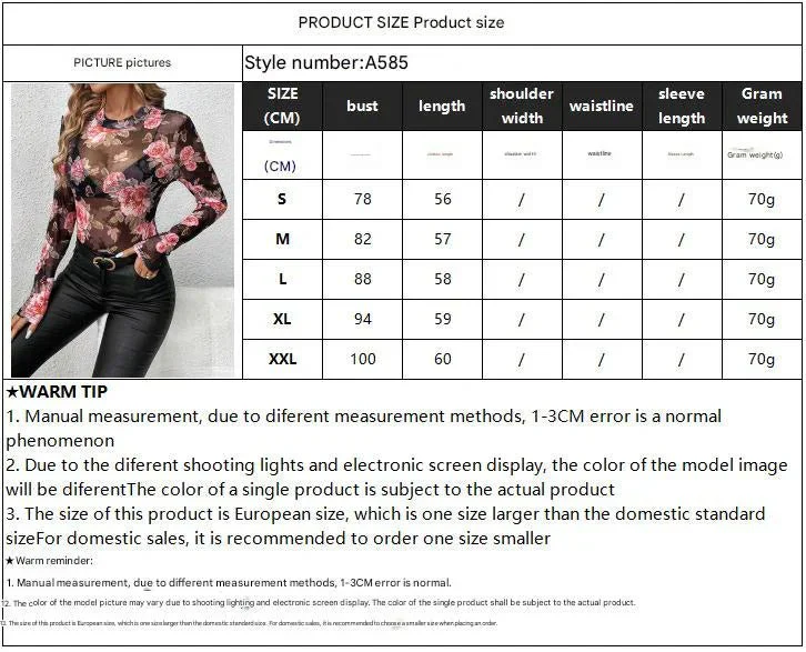 spring and summer 2025 new elegant rose flower printing small stand-up collar mesh slim top women's clothing - Image 7