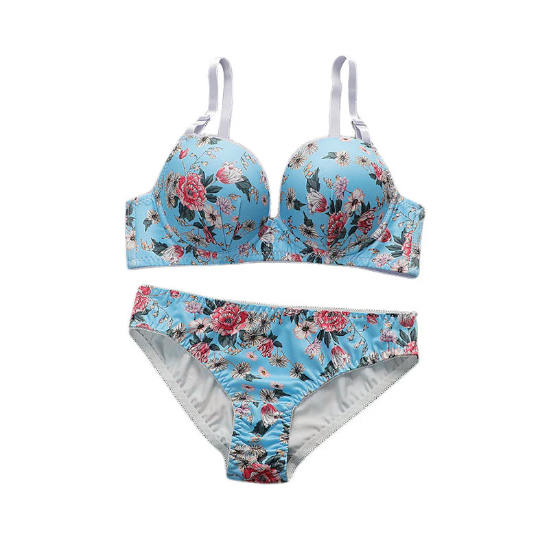 The Floral Lace | Printed Lace Push-Up Bra Set - Image 5