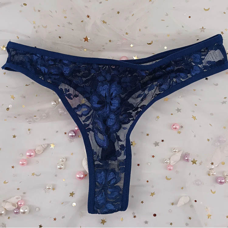 The Floral Tease | Women's Floral Lace Low-Rise Thong Panties - Image 3