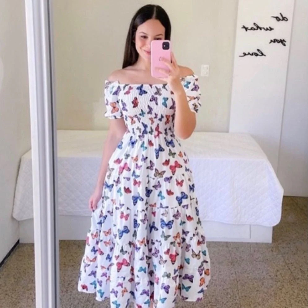The French Reverie | Women's Printed One-Shoulder Shirred Cake Midi Dress - Image 10