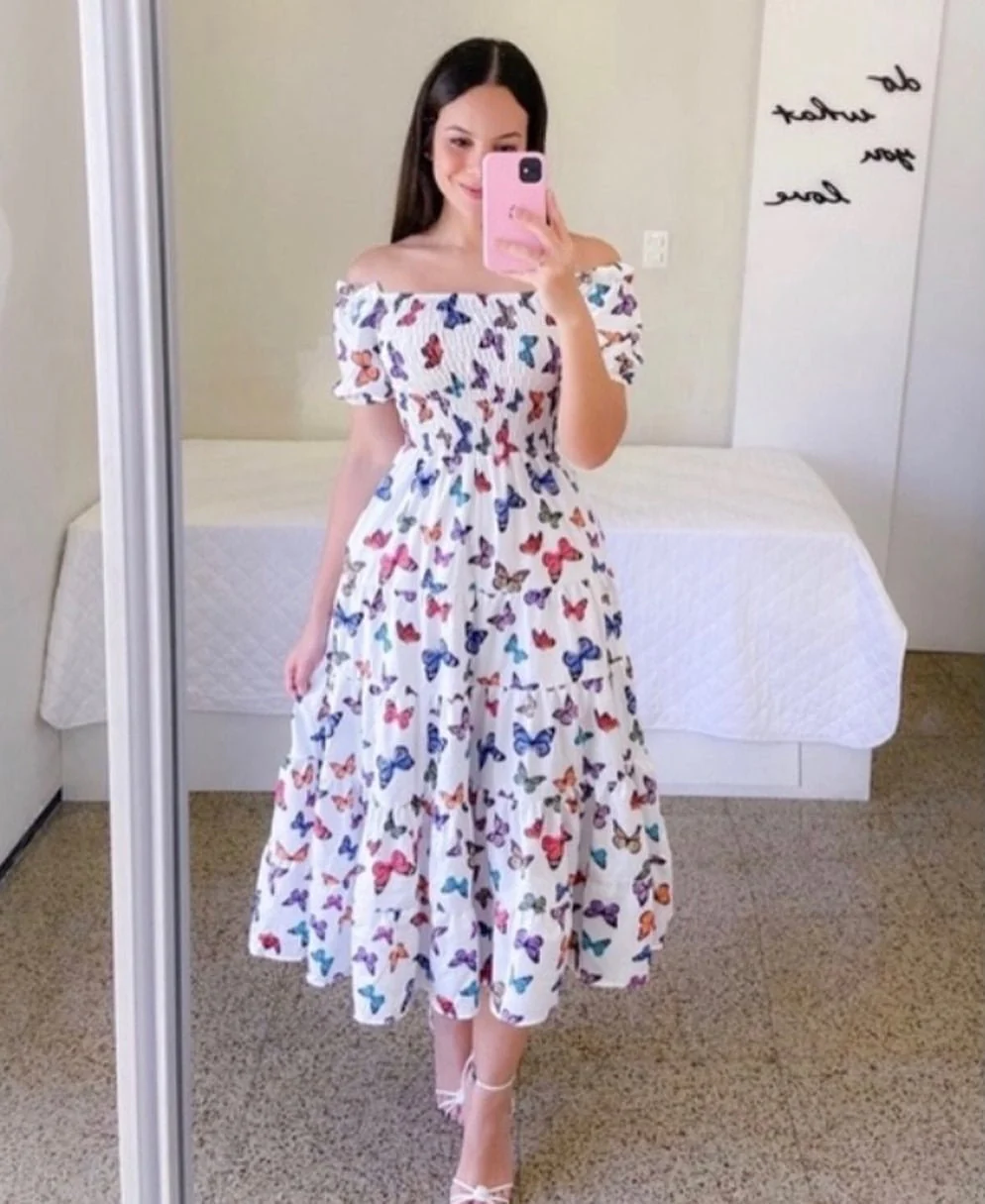 The French Reverie | Women's Printed One-Shoulder Shirred Cake Midi Dress - Image 4