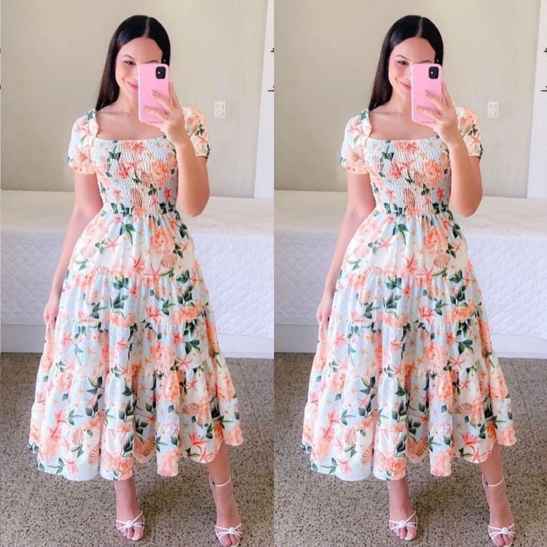 The French Reverie | Women's Printed One-Shoulder Shirred Cake Midi Dress - Image 8
