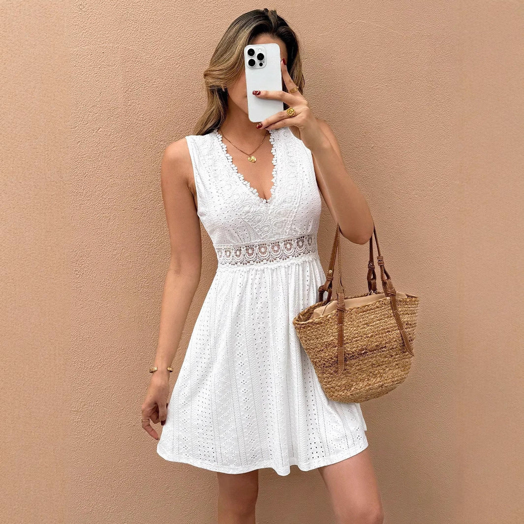 The Riviera Dream | Women's French Printed V-Neck Lace-Up Maxi Dress - Image 6