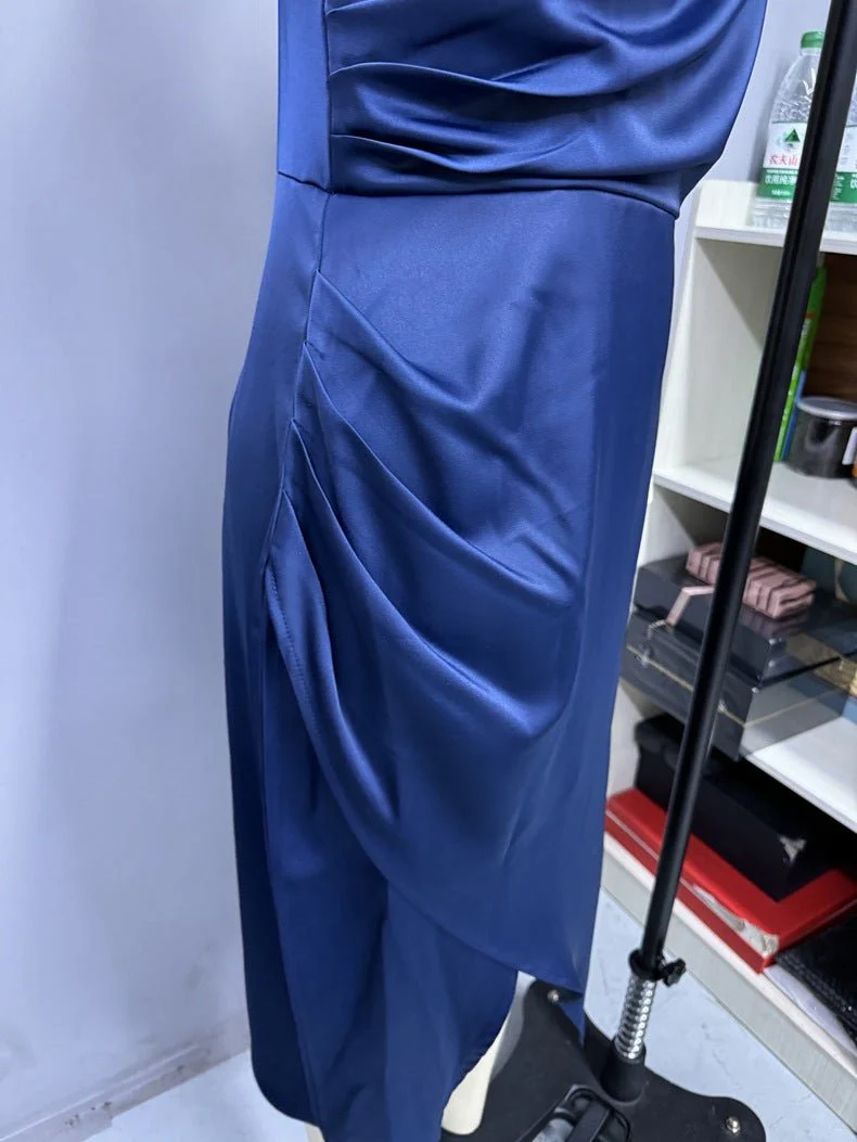 The Satin Starlet | Women's V-Neck Slit Satin Suspender Midi Dress - Image 14