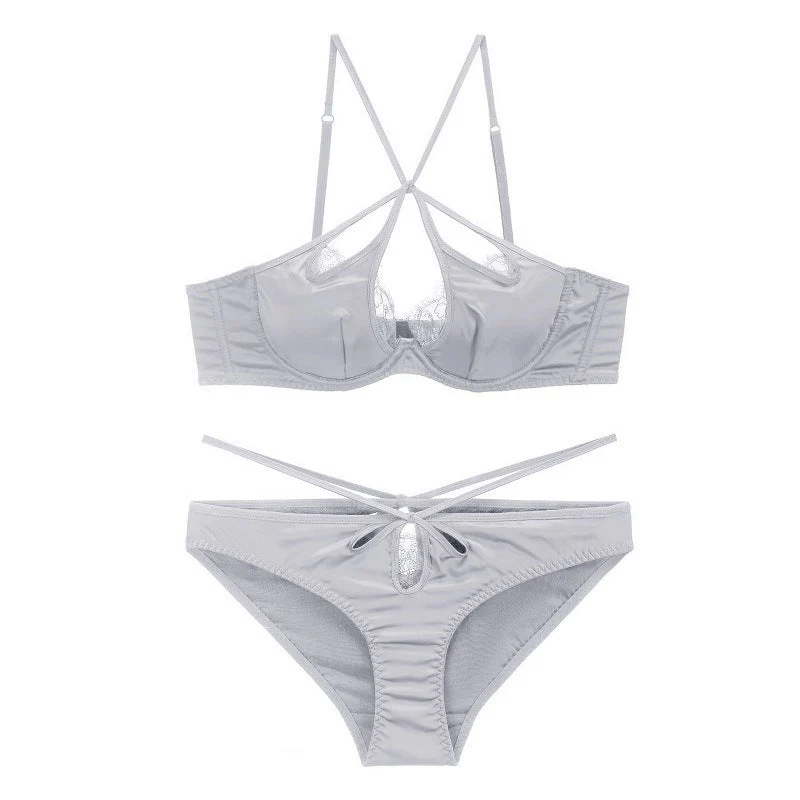 The Velvet Temptation | French Glossy Hollow Lace Push-Up Bra Set - Image 19