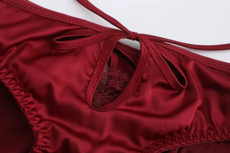 The Velvet Temptation | French Glossy Hollow Lace Push-Up Bra Set - Image 29