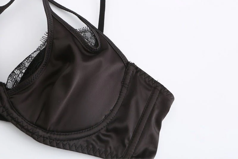The Velvet Temptation | French Glossy Hollow Lace Push-Up Bra Set - Image 36
