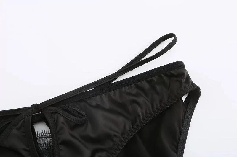The Velvet Temptation | French Glossy Hollow Lace Push-Up Bra Set - Image 40