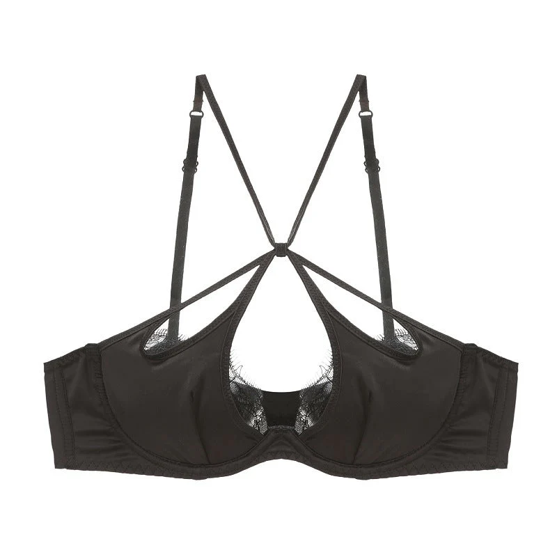 The Velvet Temptation | French Glossy Hollow Lace Push-Up Bra Set - Image 48
