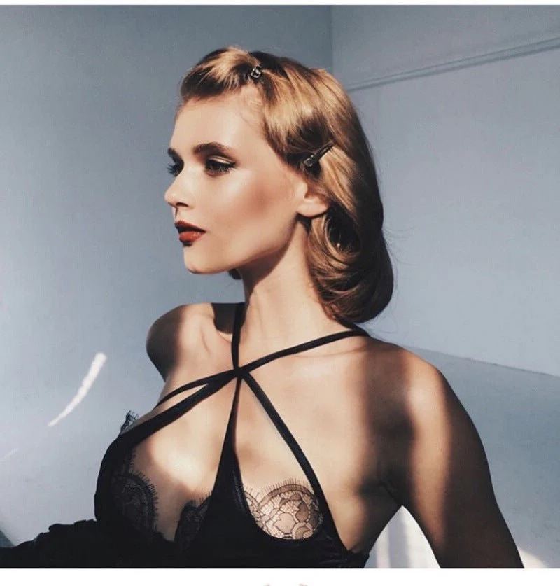The Velvet Temptation | French Glossy Hollow Lace Push-Up Bra Set - Image 9
