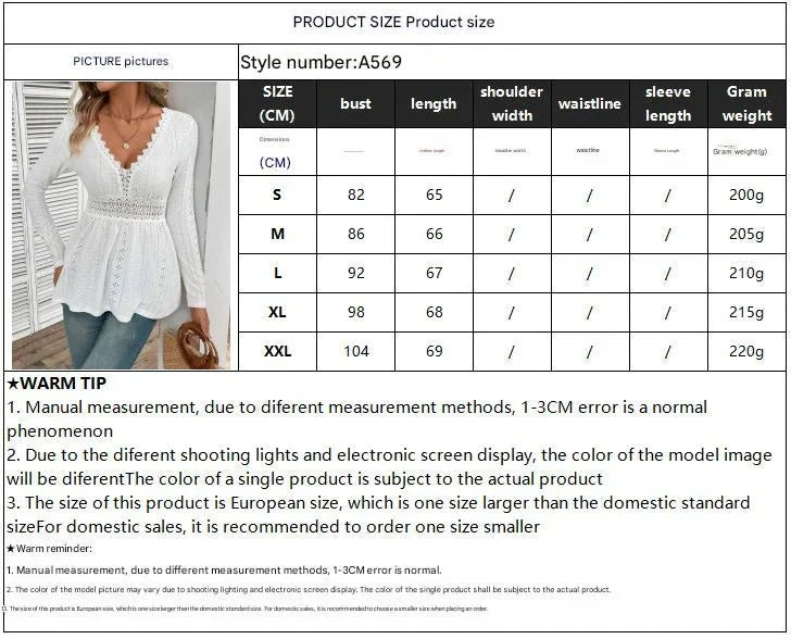 Women's slim-fitting V-neck splicing lace long-sleeved T-shirt top women's clothing - Image 7